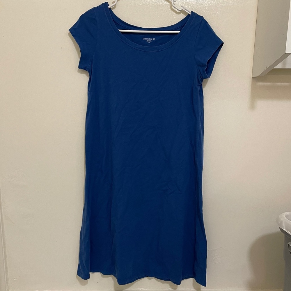 EILEEN FISHER blue cotton dress size xs